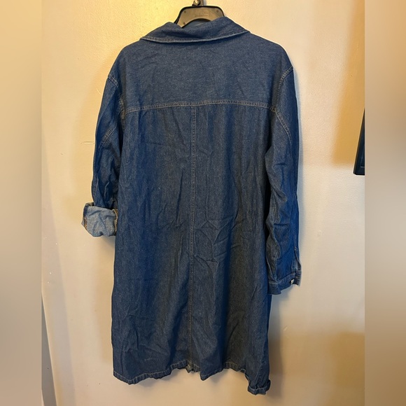 Dark blue denim shirt dress - button front w/chest pockets long sleeve - Picture 6 of 8